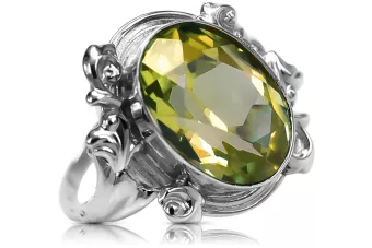 Vintage craft Ring Yellow Peridot Sterling silver 925 vrc100s