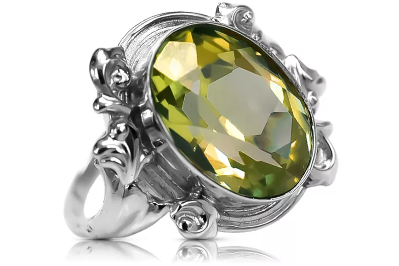 Anillo Peridoto amarillo Plata de ley 925 Estilo vintage vrc100s