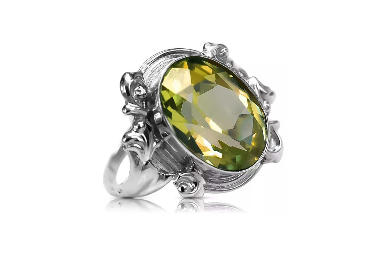 Anillo Peridoto amarillo Plata de ley 925 Estilo vintage vrc100s