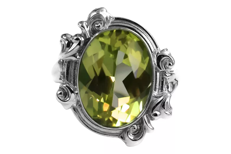 Anillo Peridoto amarillo Plata de ley 925 Estilo vintage vrc100s