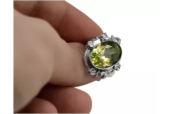 Vintage craft Ring Yellow Peridot Sterling silver 925 vrc100s