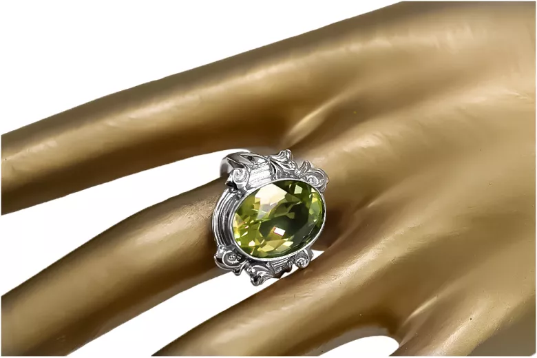 Anillo Peridoto amarillo Plata de ley 925 Estilo vintage vrc100s