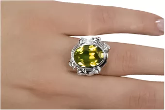Vintage craft Ring Yellow Peridot Sterling silver 925 vrc100s