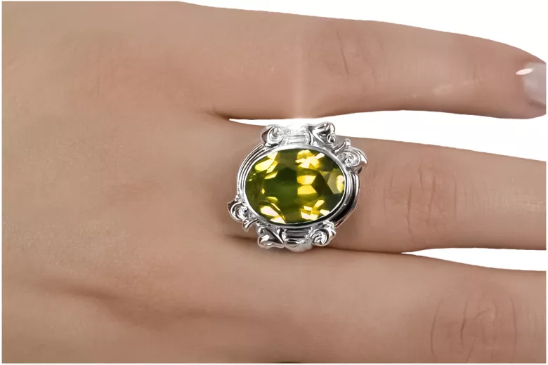 Anillo Peridoto amarillo Plata de ley 925 Estilo vintage vrc100s