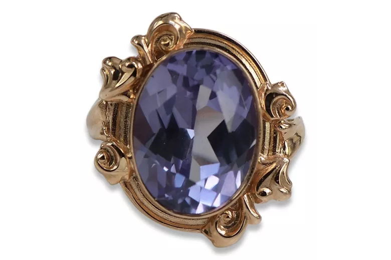 Style vintage Anneau Alexandrite Argent sterling plaqué or rose vrc100rp