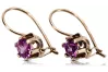 Rose pink 14k 585 gold amethyst earrings vec019 Vintage Russian Soviet style