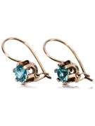 Rose pink 14k 585 gold aquamarine earrings vec019 Vintage Russian Soviet style