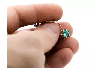 Kolczyki z różowego czerwonego 14k złota 585 z szmaragdem vec019 Vintage