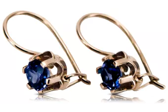 Náušnice s ružovými červenými 14K zlata 585 so Sapphire VEC019 Vintage