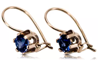 Rose pink 14k 585 gold sapphire earrings vec019 Vintage