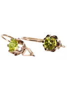 Rose roz 14k 585 de aur cercei peridot vec019 Vintage stil rus sovietic