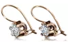 Rose pink 14k 585 gold zircon earrings vec019 Vintage Russian Soviet style