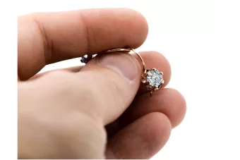 Pendientes de circonio de oro rosa rosa 14k 585 vec019 Estilo soviético ruso vintage