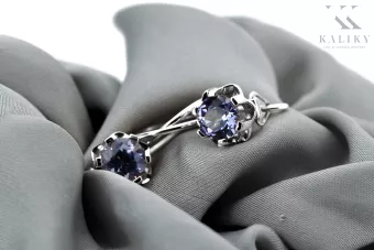 Винтидж сребърни обеци с александрит проба 925 vec019s Винтидж руски съветски стил