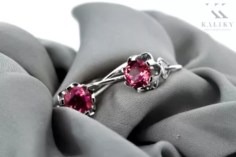 Cercei de argint 925 Ruby vec019s stil sovietic rusesc