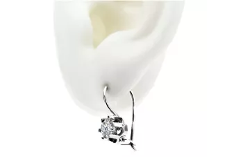 Винтидж сребърни обеци с кубичен циркон 925 vec019s руски съветски стил