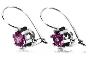 Plata vintage 925 pendientes de amatista vec019s estilo soviético ruso