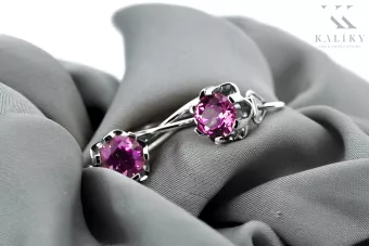 Винтидж сребърни обеци с аметист 925 vec019s руски съветски стил