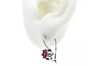 Vintage silver 925 amethyst earrings vec019s Russian Soviet style