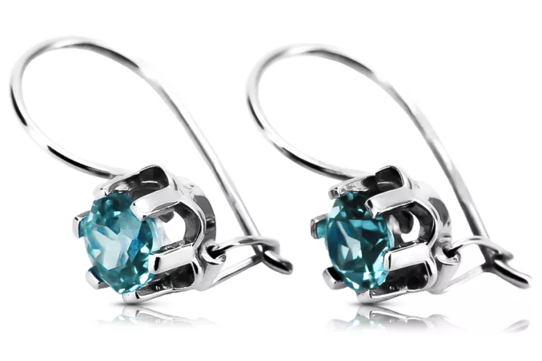 copie de Boucles d'oreilles vintage argent 925 aquamarine vec023s style soviétique russe