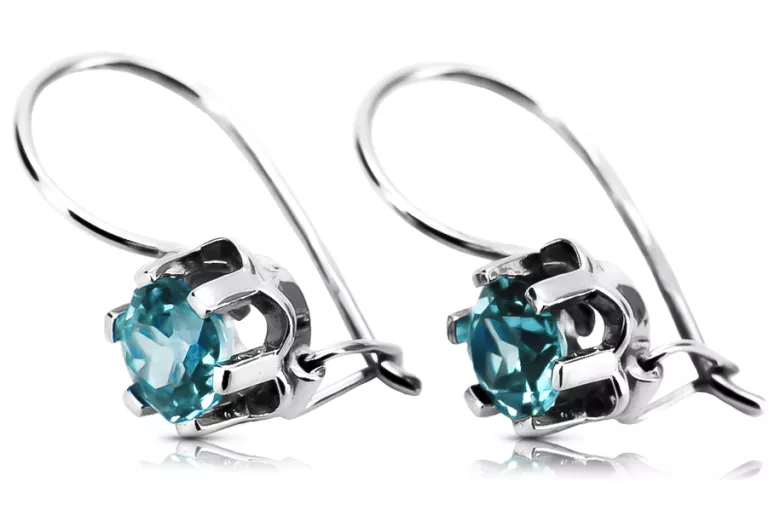 Vintage silver 925 aquamarine earrings vec019s Russian Soviet style