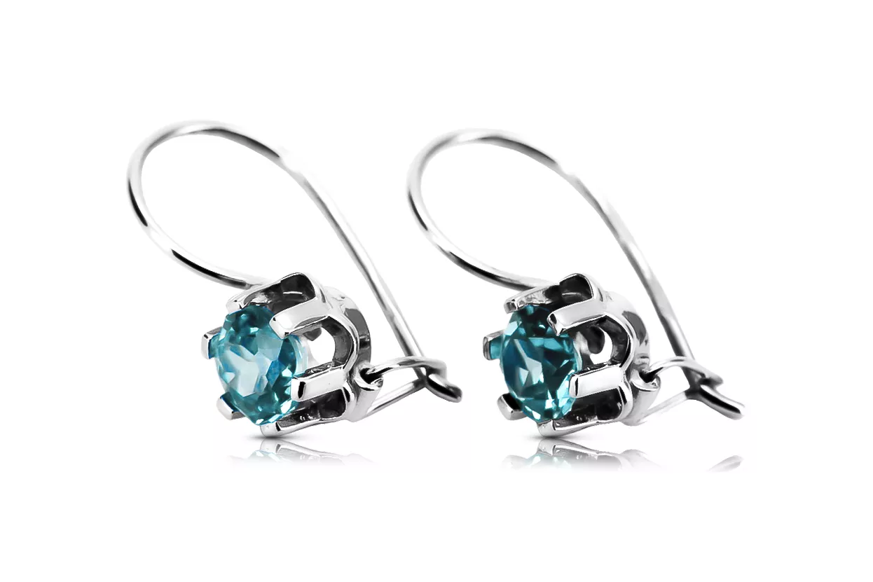 copie de Boucles d'oreilles vintage argent 925 aquamarine vec023s style soviétique russe