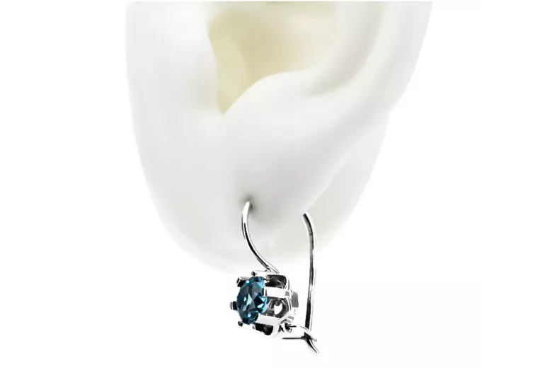 copie de Boucles d'oreilles vintage argent 925 aquamarine vec023s style soviétique russe