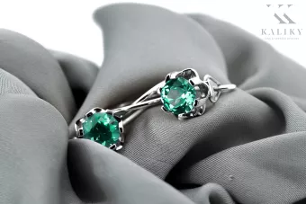 Vintage silver 925 Emerald earrings vec019s Russian Soviet style