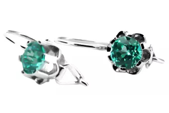 Vintage silver 925 Emerald earrings vec019s Russian Soviet style