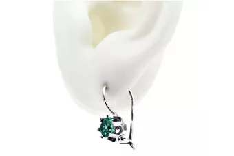 Vintage silver 925 Emerald earrings vec019s Russian Soviet style