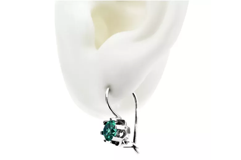 Vintage silver 925 Emerald earrings vec019s Russian Soviet style