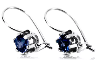 Vintage silver 925 Sapphire earrings vec019s Russian Soviet style