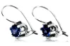 Vintage silver 925 Sapphire earrings vec019s Russian Soviet style