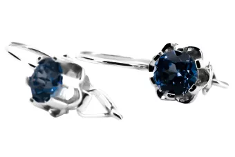Plata vintage 925 Pendientes de zafiro vec019s estilo soviético ruso