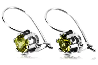 Vintage silver 925 yellow peridot earrings vec019s Russian Soviet style