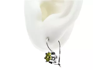 Vintage silver 925 yellow peridot earrings vec019s Russian Soviet style