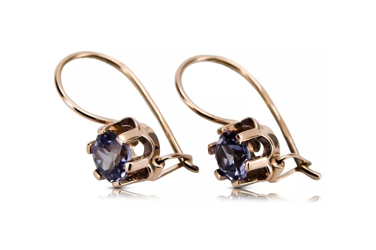 Vintage silver rose gold plated 925 Alexandrite earrings vec019rp Vintage Russian Soviet style