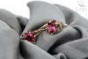 Vintage silver rose gold plated 925 Ruby earrings vec019rp Russian Soviet style