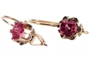 Vintage silver rose gold plated 925 Ruby earrings vec019rp Russian Soviet style