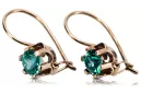 Vintage silver rose gold plated 925 Emerald earrings vec019rp Russian Soviet style