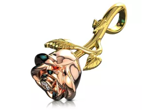 Rose pink yellow 14k gold beautiful rose diamond pendant cgcpc041ry