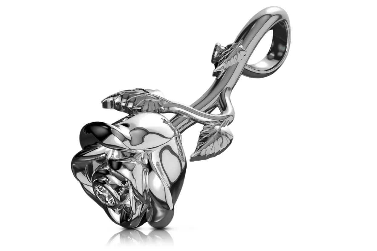 Bílý zlatý přívěsek 14k Rose přívěsek s diamantem Diamond CGCPC041W