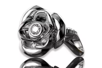Zawieszka z białego złota 14k wisiorek róża z brylantem diamentem cgcpc041w