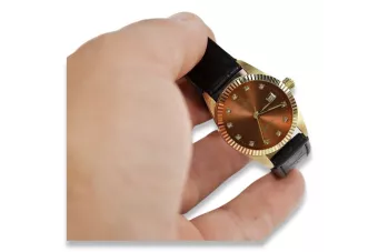 Gold men's watch Geneve ★ zlotychlopak.pl ★ Gold purity 585 333 Low Price!