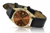 Yellow 14k gold Lady Geneve brown dial watch lw020y