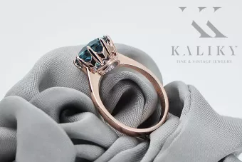 Aquamarin Originales Vintage-Roségold aus 14 Karat Ring Vintage vrc157r