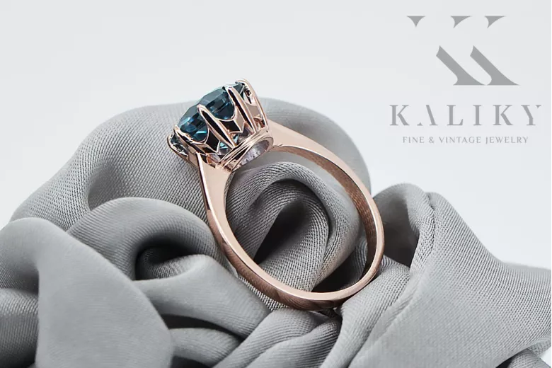 Ring Aquamarine Original Vintage 14K Rose Gold Vintage craft vrc157r