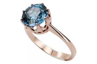Originalus vintažinis gaminys 14k rožinio aukso Aquamarine Vintage Ring unikalus vrc157r
