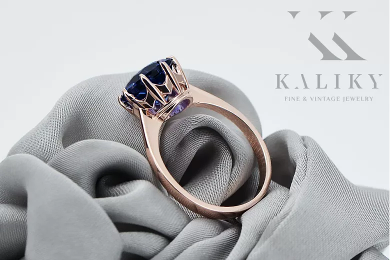 Original Vintage 14K Rose Gold Sapphire Ring Vintage vrc157r