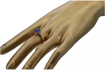 Estilo vintage Anillo Zafiro Oro rosa antiguo original de 14k vrc157r